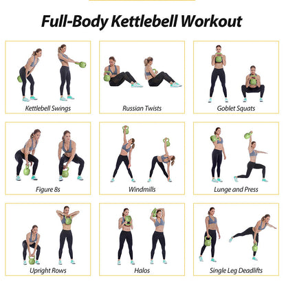15lbs Kettlebell Set, Strength Training Kettlebells Weight Set For Women, Vinyl Coated Kettle Bell For Home Gym Workout Weight Lifting Equipment, Comfortable Grip Wide Handle Weights