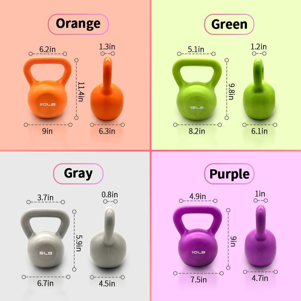 15lbs Kettlebell Set, Strength Training Kettlebells Weight Set For Women, Vinyl Coated Kettle Bell For Home Gym Workout Weight Lifting Equipment, Comfortable Grip Wide Handle Weights